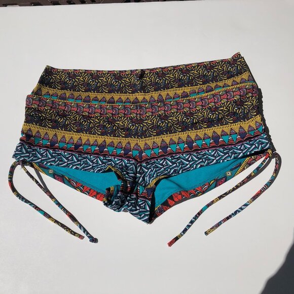 la Vie en Rose Aqua Mid Rise Geometric Print Bikini Bottoms Multi Colors Size S - Picture 1 of 9